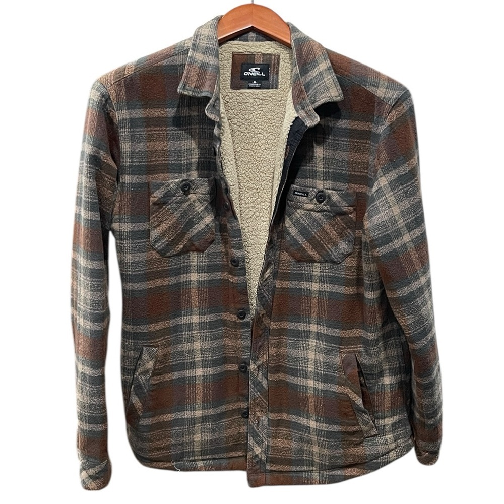 O’Neill Redmond Sherpa Lined Plaid Flannel Shirt Jacket Standard Fit SZ M